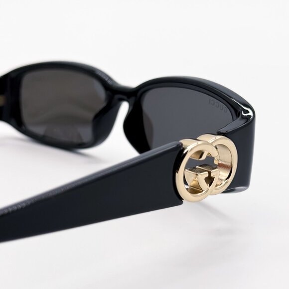 NEW GUCCI GG1661S 001 OVAL BLACK  WOMEN SUNGLASSES GUCCI - Picture 10 of 13
